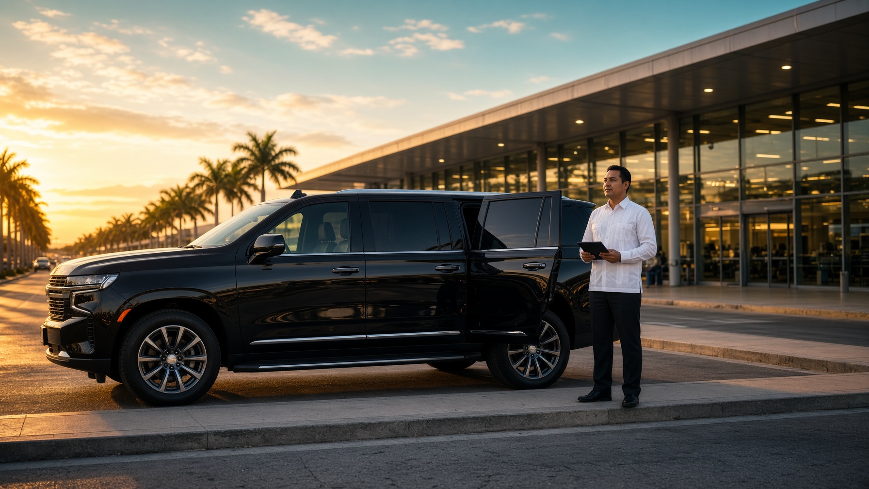 Private SUV waiting at Cancun Airport arrivals